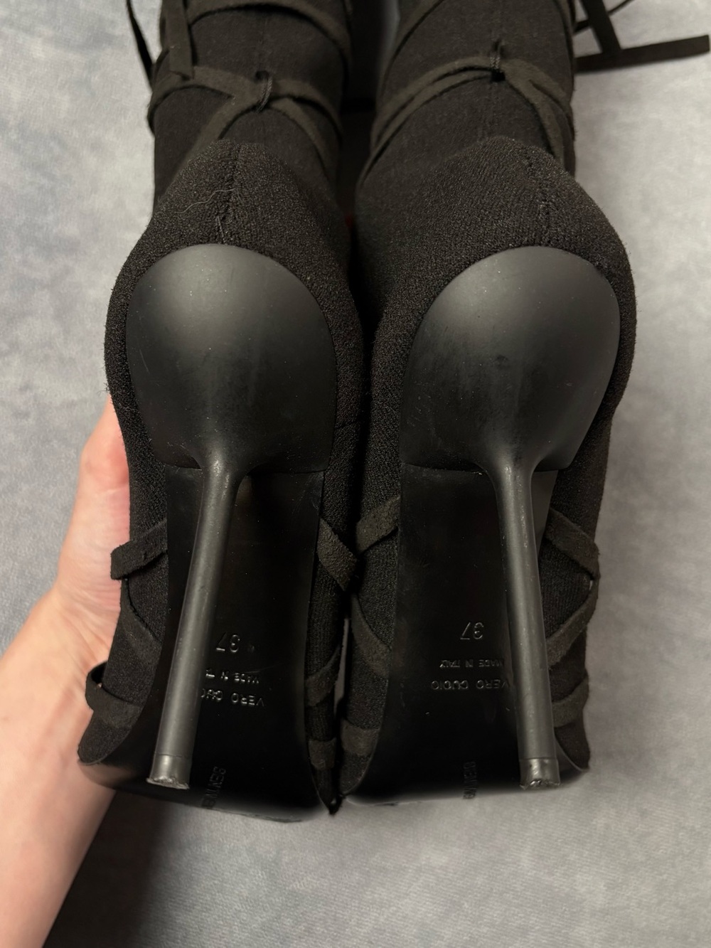Unravel Project by Ben Taverniti Black Lace Up High Stiletto Sock Boots RRP1600$ - Picture 11 of 16